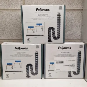 3x new Fellowes Cable Organiser Desk Cable Spine Sleeve Up to 130cm Black
