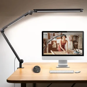 LED Desk Lamp with Clamp, Architect Desk Lamp with Remote, Flexible Swing Arm
